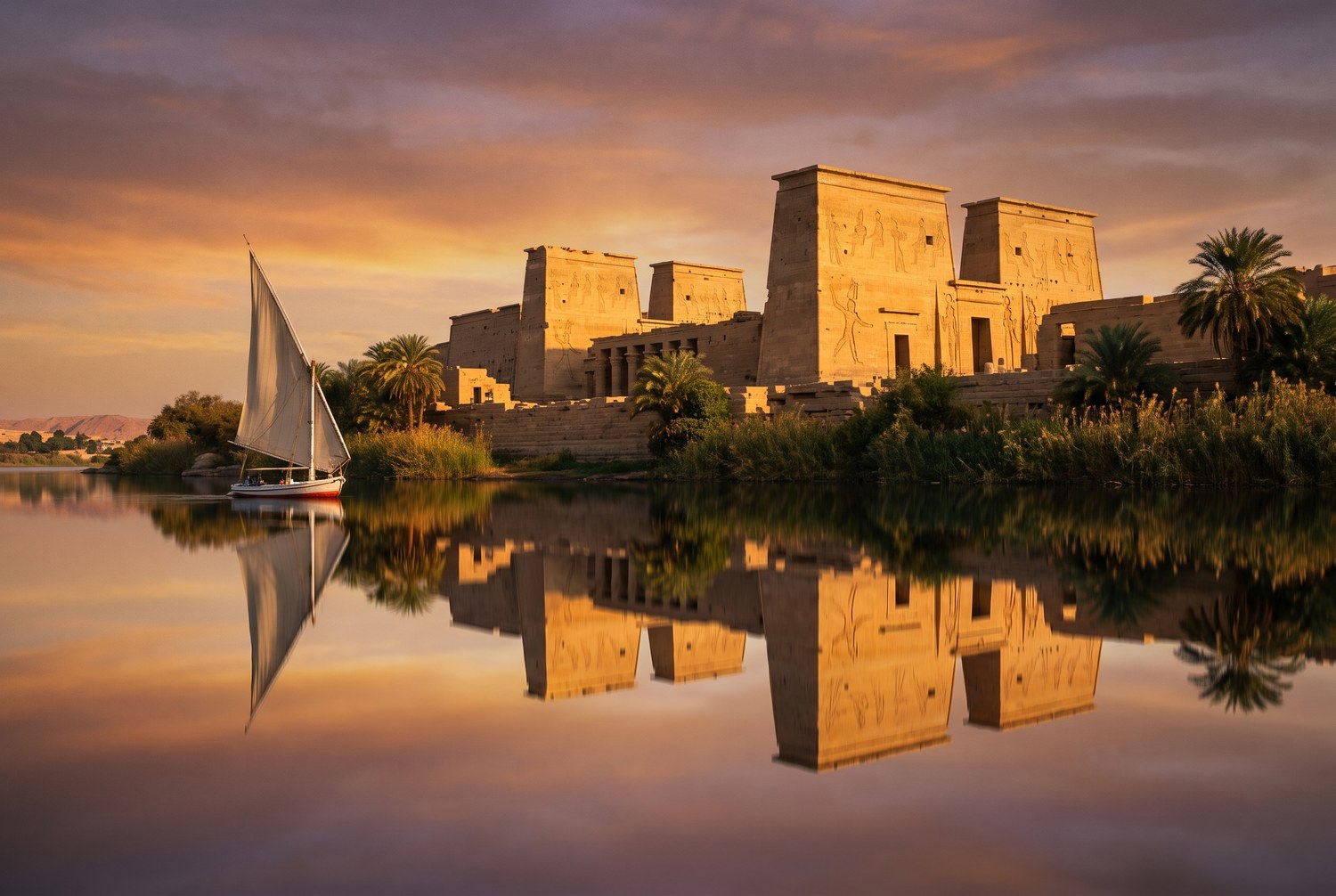 Templo de Philae y pueblo nubio